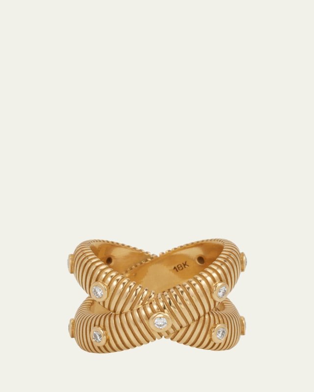 18k Yellow Gold Clio Diamond X Ring